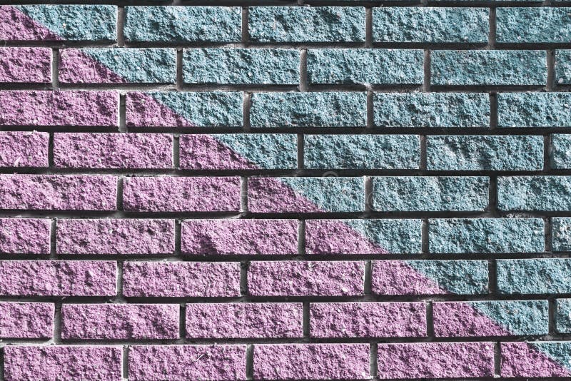 Pinkblue brick wall stock photo. Image of texture, green 228662028