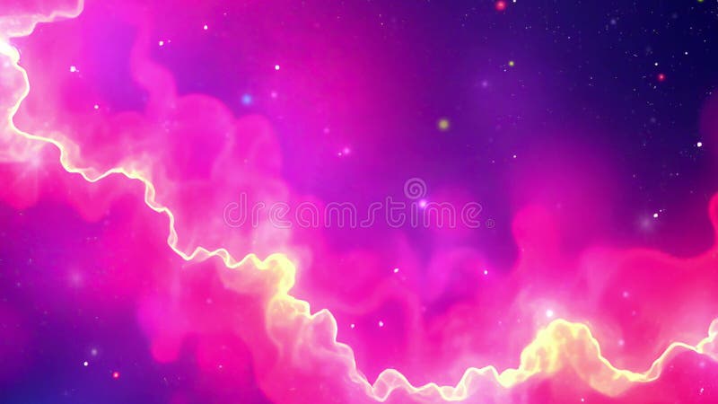 Pink and Blue Galaxy with Stars: Abstract Space Background with Swirling Clouds and Sparkles stock illustration