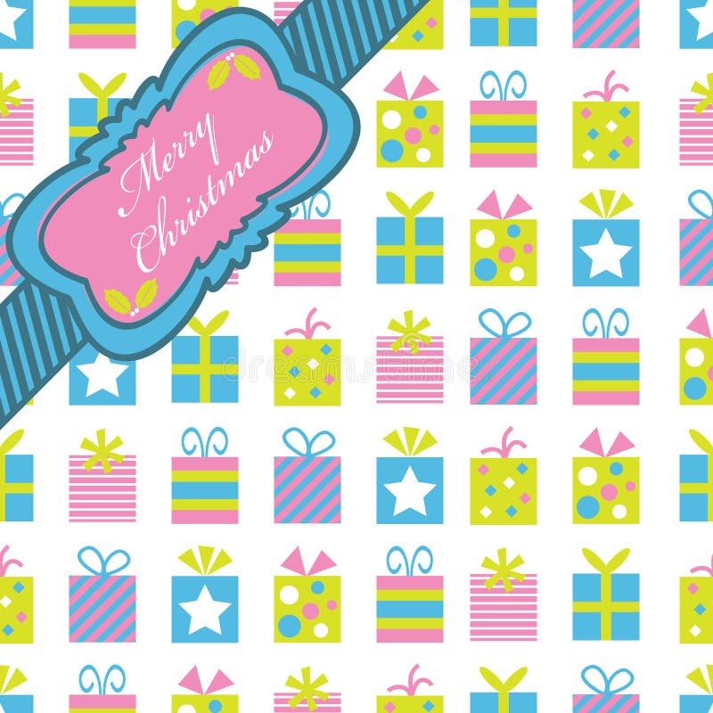 Pink blue and green christmas wrapping royalty free illustration