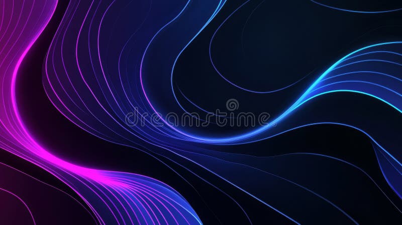 Pink blue neon neon light illuminates an abstract simple background in 3D stock illustration