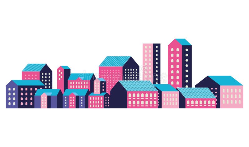 Purple City Skyline stock vector. Illustration of buildings - 4777545