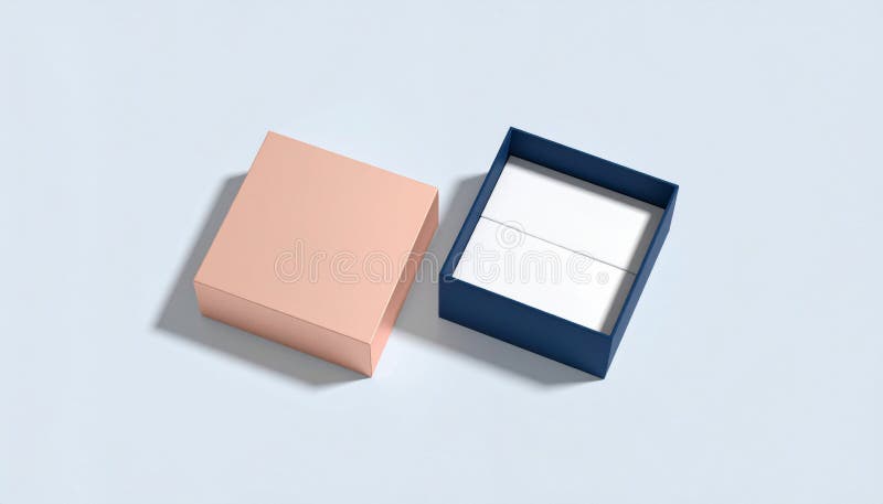 Pink and Blue Square Gift Boxes on Light Blue Background royalty free illustration