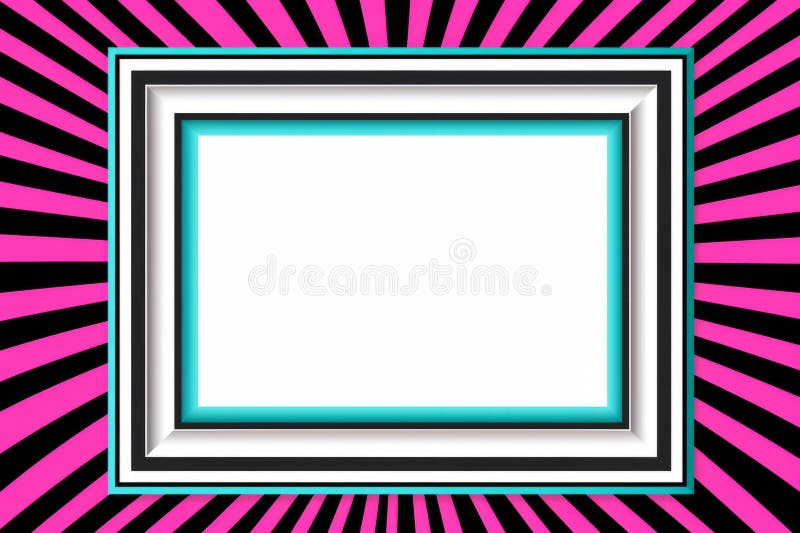 A Pink and Blue Striped Background with a Square Frame Stock Illustration Illustration of
