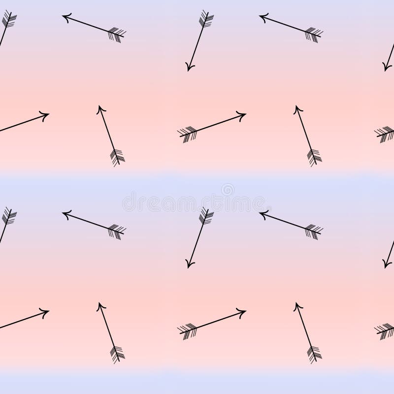 Vintage Hand Drawn Doodle Seamless Pattern with Pink, Blue and Gold