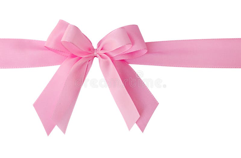 Cute pink bow with white dot isolated on white background. Stock Vector