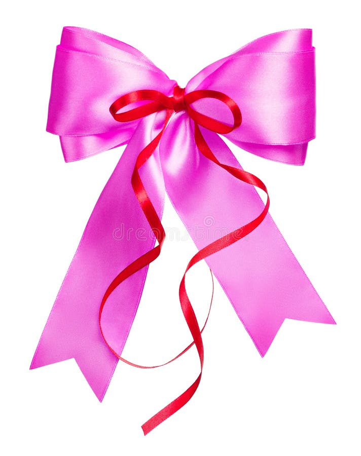 Pink Bow with Red Ribbon Made from Silk Stock Photo Image of good
