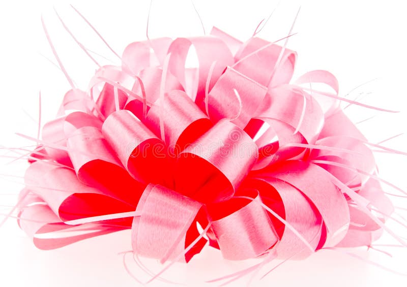 Pink Bow On White Background. Stock Image - Image of closeup