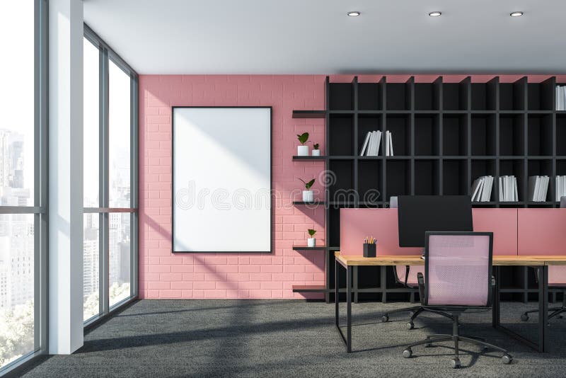 Phông văn phòng hồng với tường gạch và áp phích - Tận hưởng không gian văn phòng tuyệt vời với phông hồng đầy phong cách này! Hình ảnh tường gạch độc đáo kết hợp với tông màu hồng tươi sáng và các áp phích sẽ mang lại cho mọi người cảm giác đang làm việc trong một không gian sáng tạo, đầy cảm hứng.