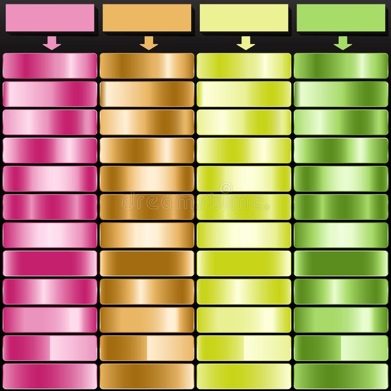 Pink Bronze Lime and Light Green Luxury Gradient Palette royalty free illustration