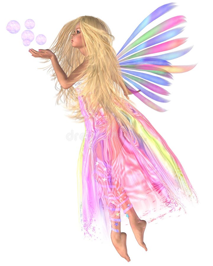 Digital render of a fairy blowing a handful of pink bubbles to match her skirt. Digital render of a fairy blowing a handful of pink bubbles to match her skirt.