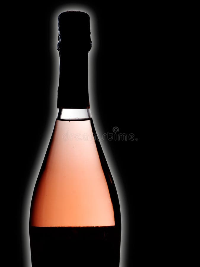 New Bottle Of Fizzy, Sparkling Drink On White. Rose Prosecco. Stock