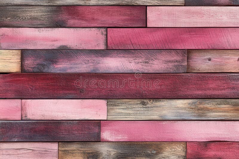 Pink and Burgundy Reclaimed Wood Planks Wall Texture royalty free illustration