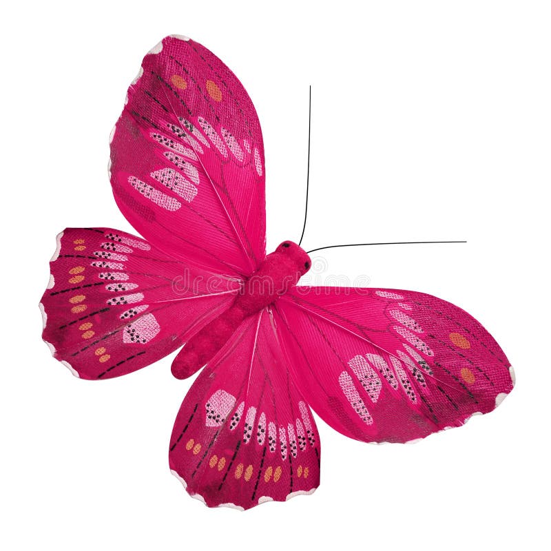 Ružová dekoratívne motýľ izolované na bielom.