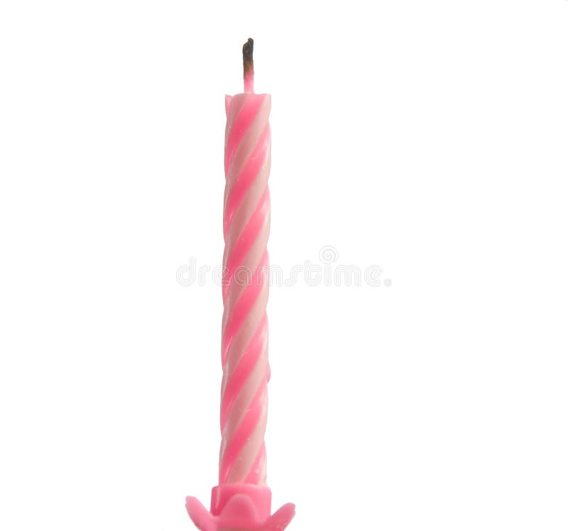 Single Pink isolated birthday cake candle. Single Pink isolated birthday cake candle