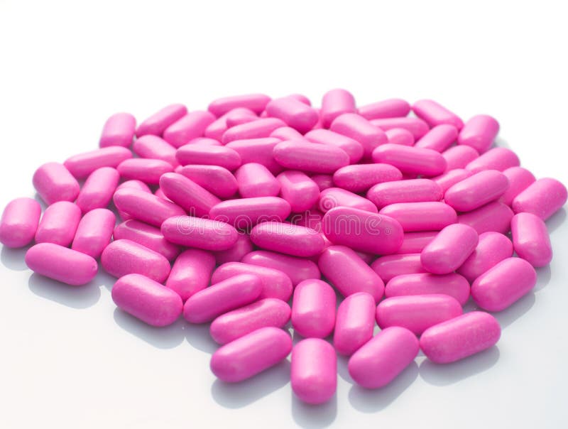Pink Capsules on White Background Stock Photo Image of antibiotic