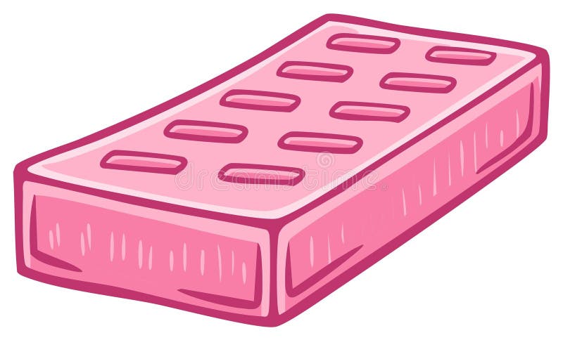 Pink cartoon brick with evenly spaced oval openings in a rectangular shape isolated stock illustration