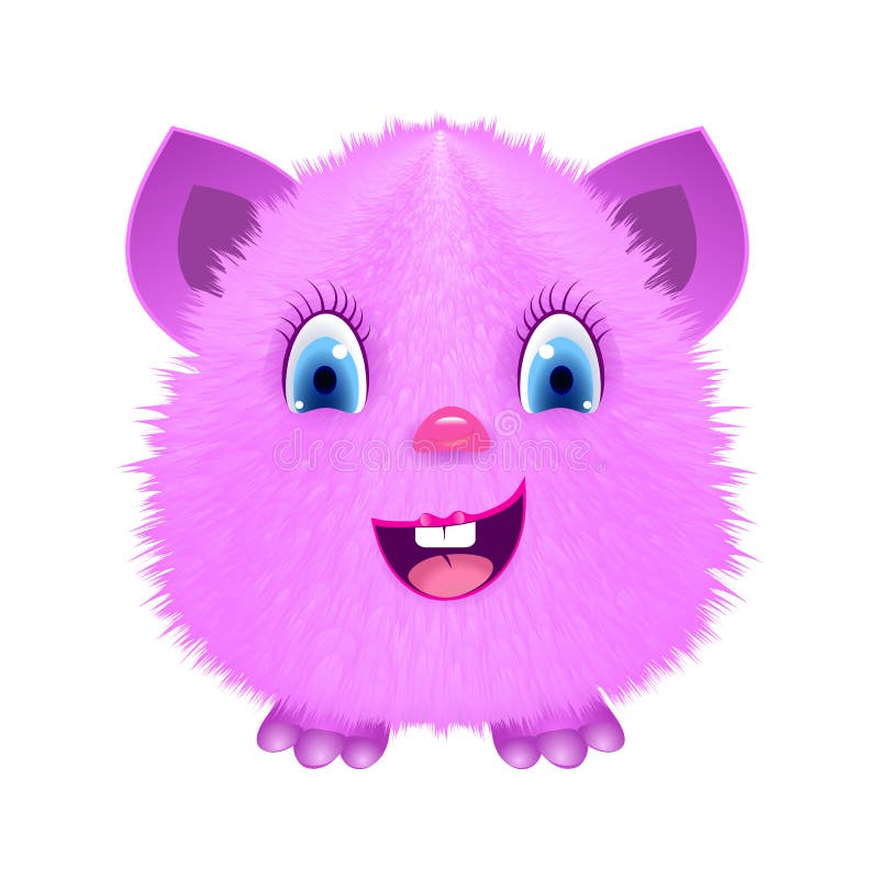 Pink Cartoon Fluffy Monster. Stock Illustration Illustration of cute