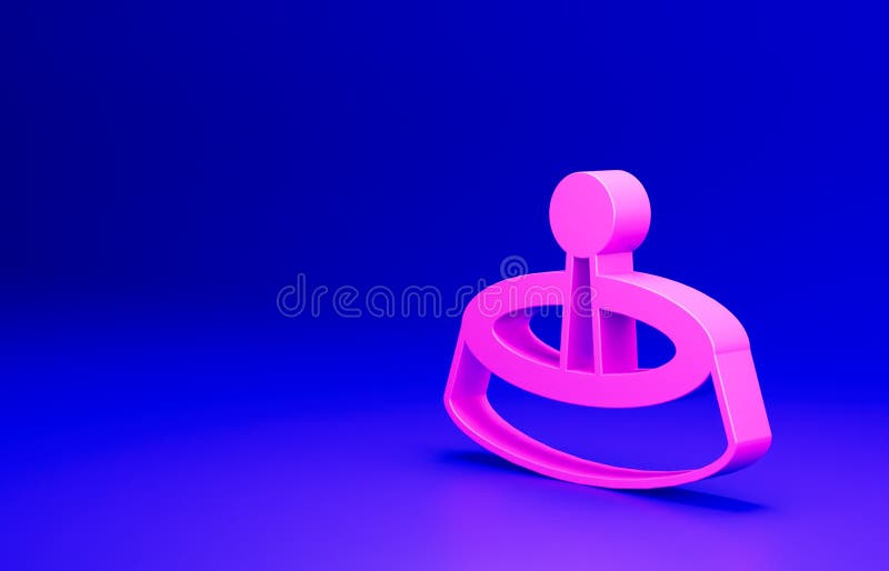 Pink Casino roulette wheel icon isolated on blue background. Minimalism concept. 3D render illustration.