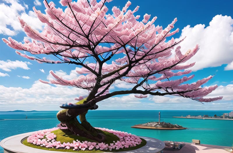 Pink Cherry Tree Blossom Flowers Blooming in Spring, Sakura, Easter