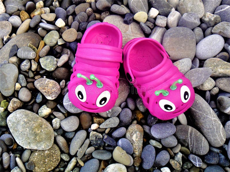 Pink Children`s Beach Rubber Slippers Stock Image - Image of summer ...