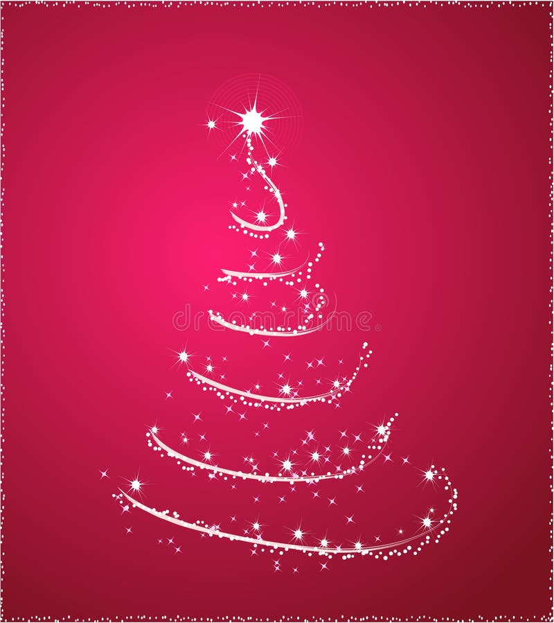 Retro pink christmas tree stock vector. Illustration of brown 3077810