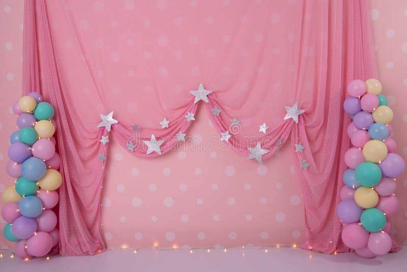 Pink Circus Smash The Cake Decoration With Curtains And Balloon Arch For  Photographic Studio Stock Image - Image Of Doll, Arch: 243938553