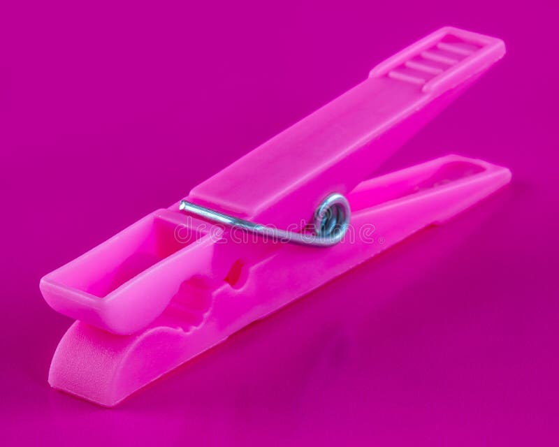 Pink clothes pin stock photo. Image of plastic, single 67796316