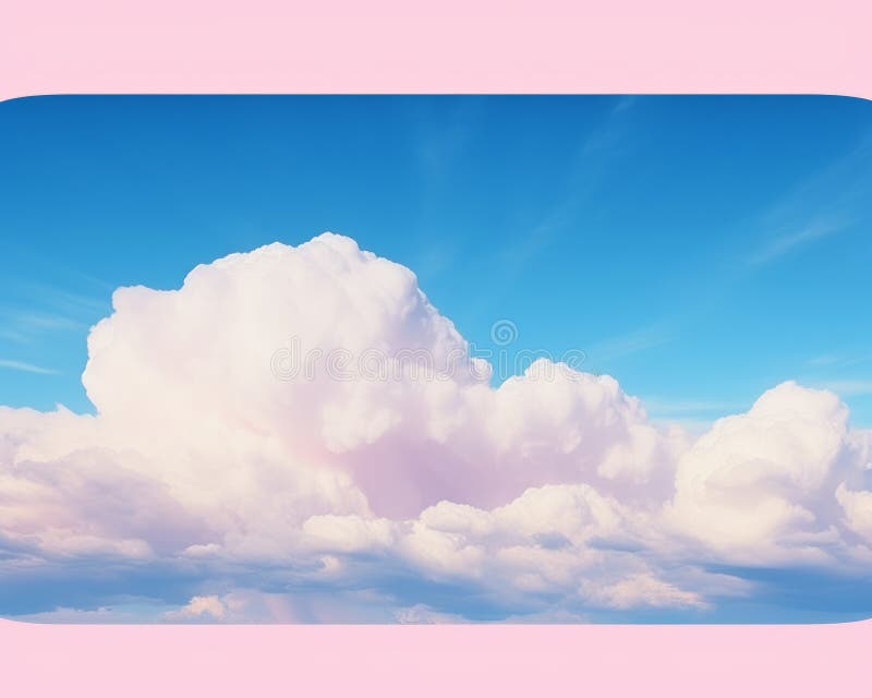 A Pink Cloud Background with a Blue Sky in the Background Stock