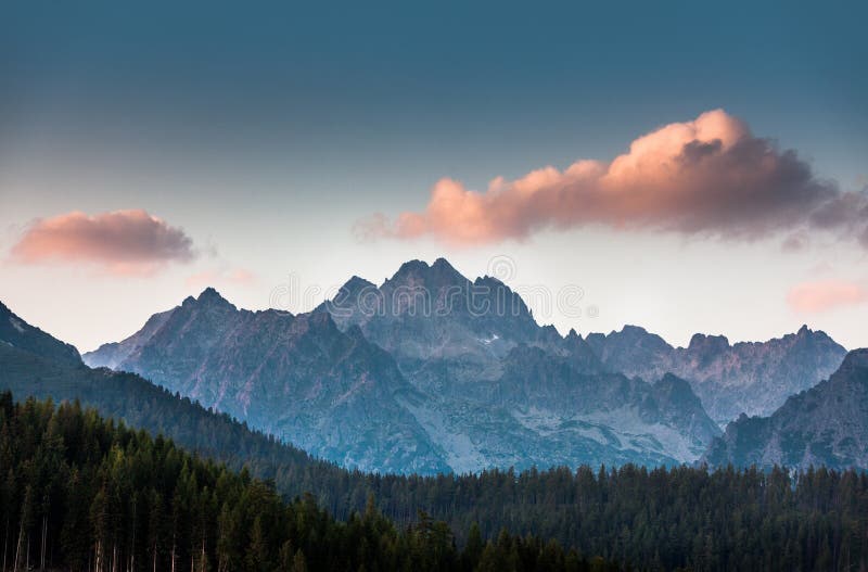Pink cloud over the mountains in High Tatras