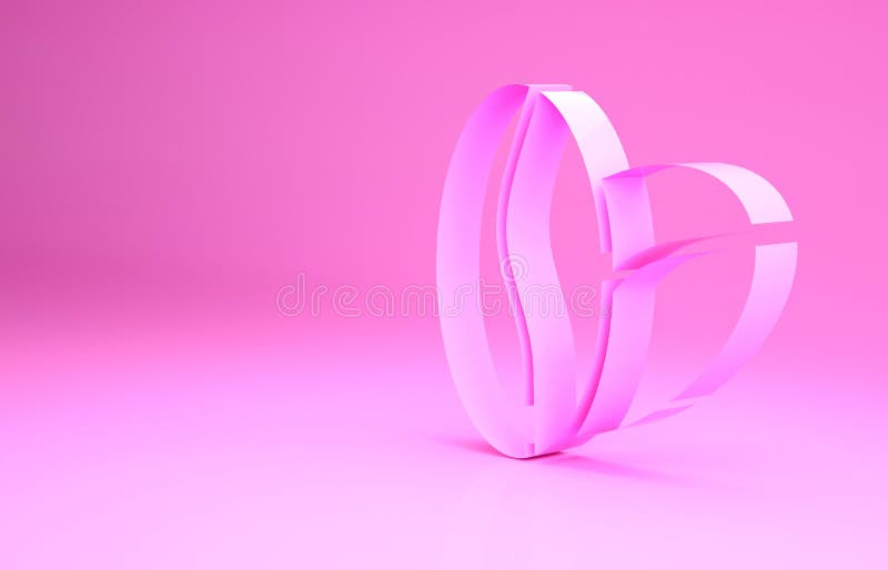Pink Coffee Beans Icon Isolated on Pink Background. Minimalism Concept