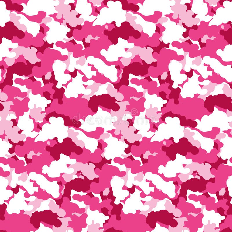 Pink Color Abstract Camouflage Seamless Pattern Vector Background