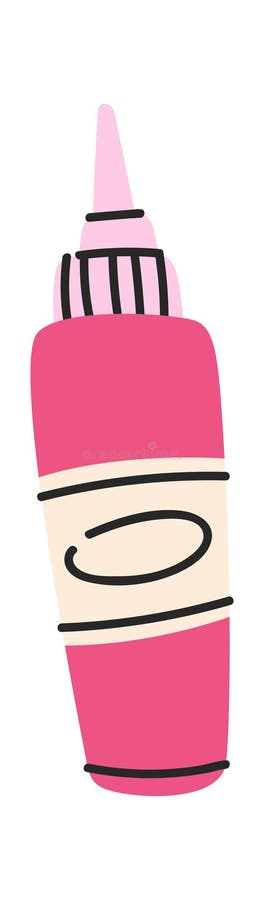 Pink color acrylic paint tube hand drawn. Acrylic vectors