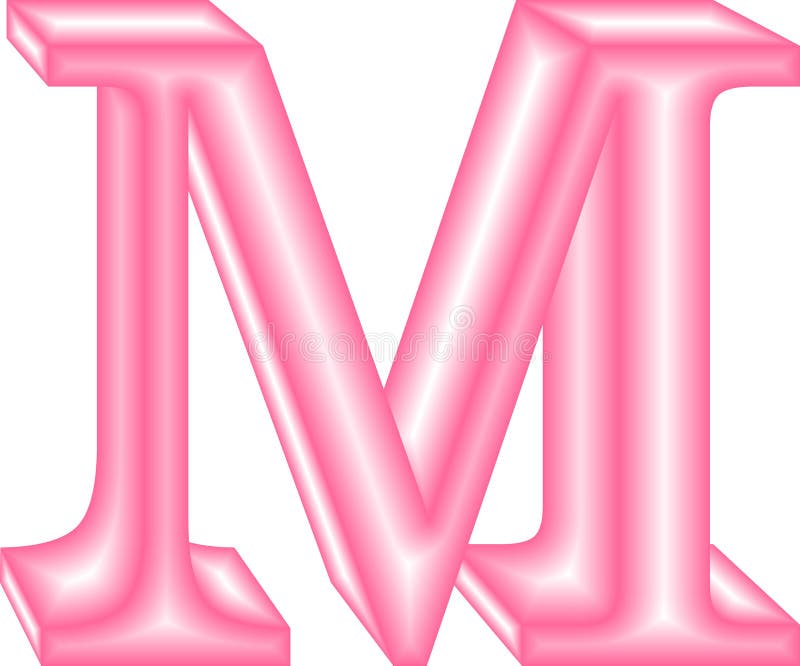 Pink Color Alphabet M with 3d Effect Isolated on White Surface ...