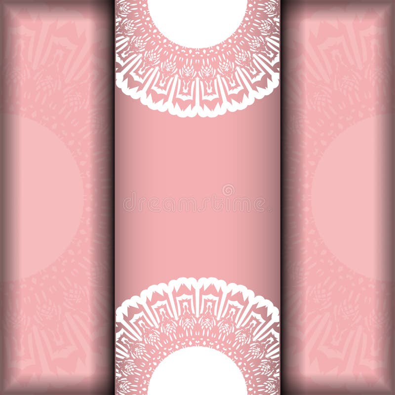 Pink color greeting card with abstract white pattern for your brand. stock illustration
