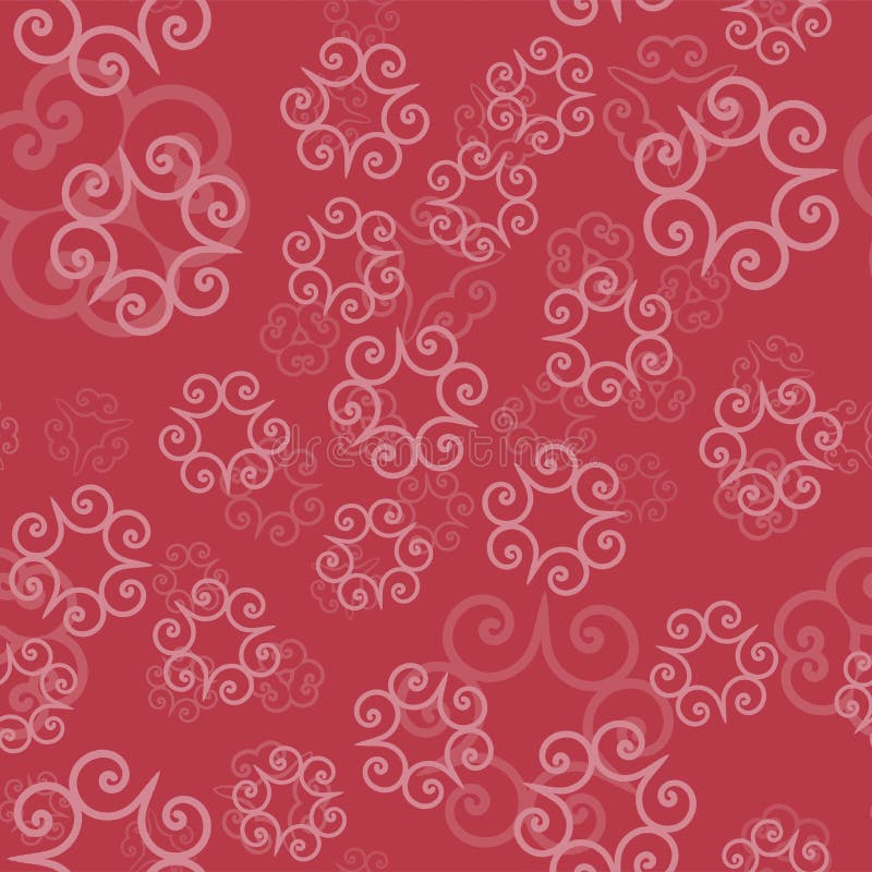 Pink Color ornament of mandalas on a light red background. Template for oriental wrapping paper, shawls, textiles