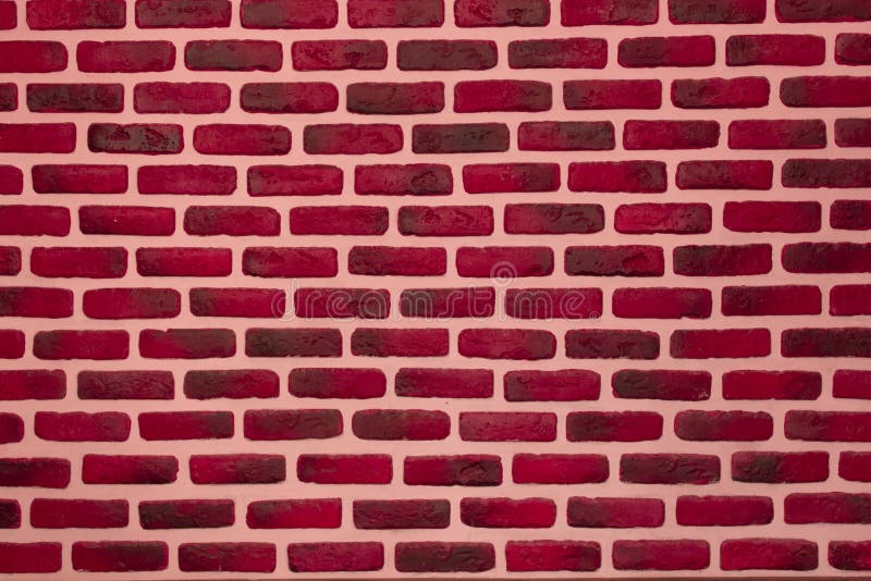 Pink Color Painted Interior Brick Wall Background Stock