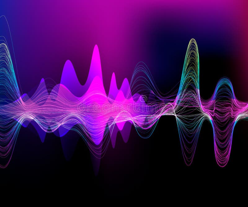 Pink Colored Abstract Music Background with Differently Audio Waves As  Filled Wave Shapes and Lined Voice Waveform Stock Vector - Illustration of  energy, data: 172150872