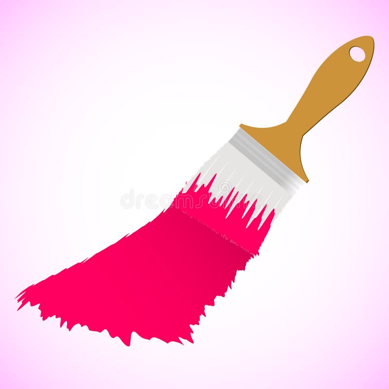 Pink Colour Paint Brush On Pink Smooth Background Stock Photography
