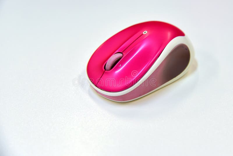 Pink Wireless Mouse Computer Isolated White Background Stock Image