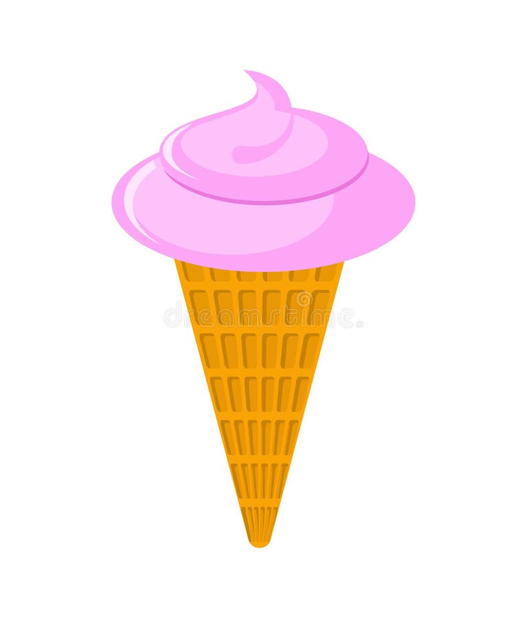 Pink cone Ice cream strawberry taste. Dessert waffle cup. Sweetness stock illustration Pink cone Ice cream strawberry taste. Dessert waffle cup. Sweetness stock illustration
