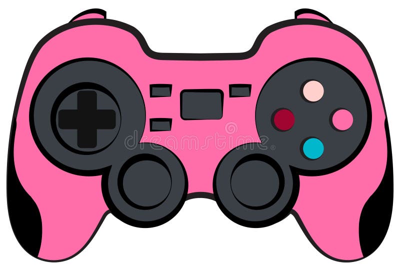 Pink Console Game Controller with Clipping Path on White vector illustration