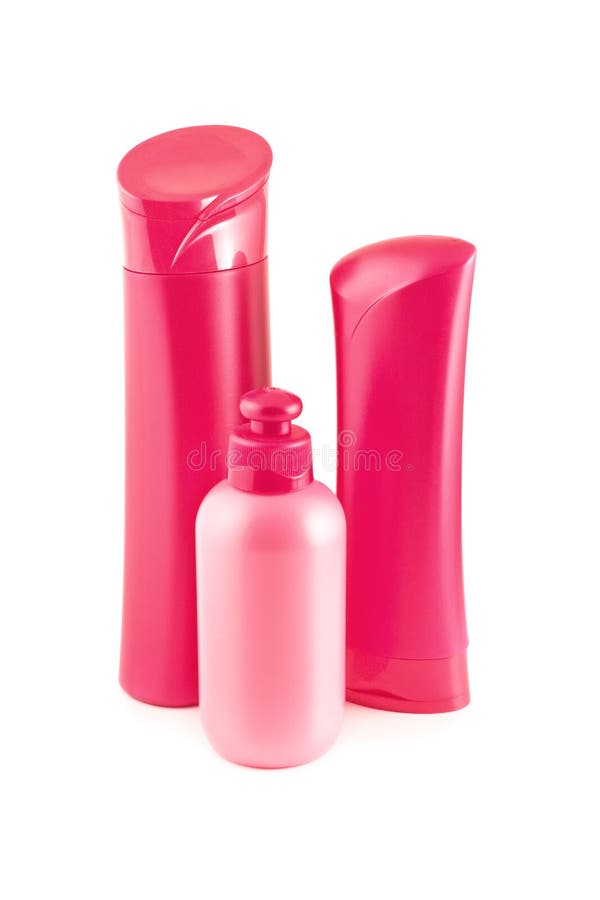 Pink cosmetic containers stock photo. Image of container 16159802