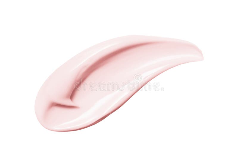 Pink cosmetic cream smear isolated on white background. Peach color beauty creme swipe. Skincare product creamy texture. royalty free stock images