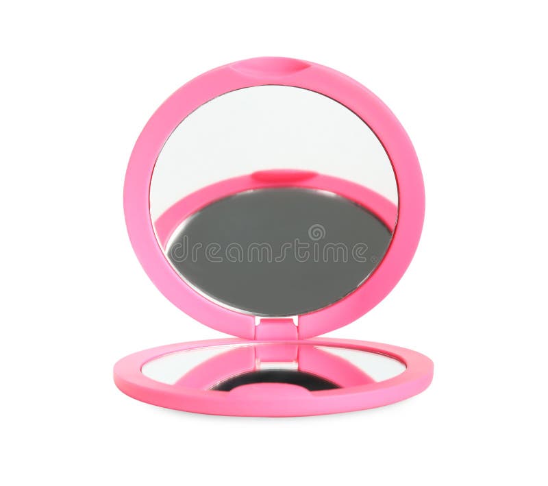 Pink Cosmetic Pocket Mirror Isolated on White Stock Photo Image of