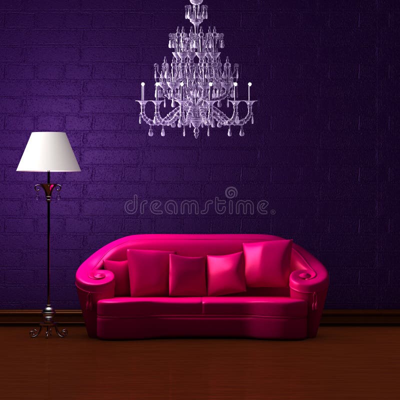 Pink couch in dark purple min