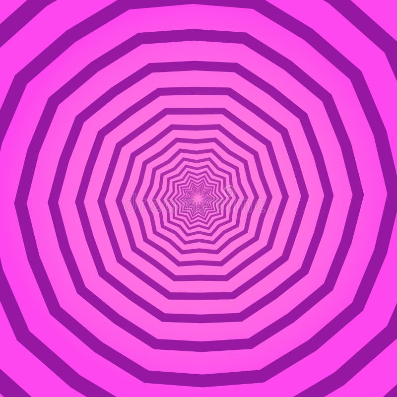 Pink creative geometric square background with polygonal pattern. Backdrop with psychedelic rotating effect, tunnel or stock illustration