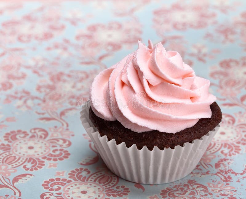 Delicious Pink Cupcake in a Teacup Stock Image Image of full, eating
