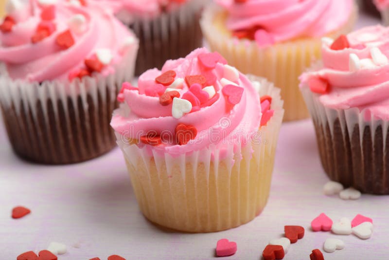 Pink Cupcakes With Sprinkles Stock Image Image of iced, snack 18910551