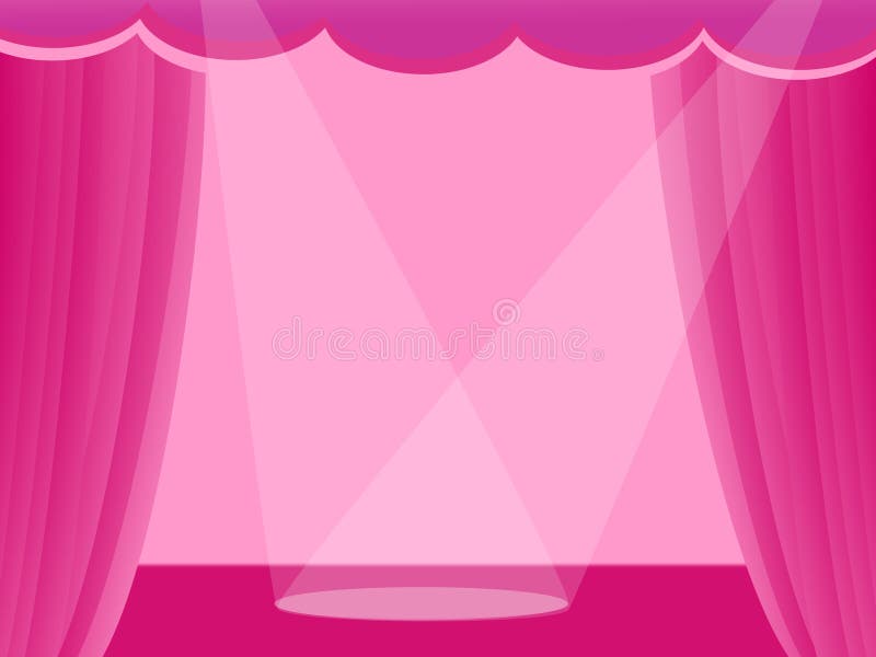 Pink curtain in stage stock illustration. Illustration of movie 3517140