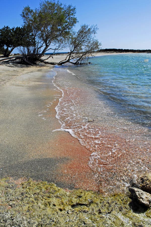 Pink and dark grey sand